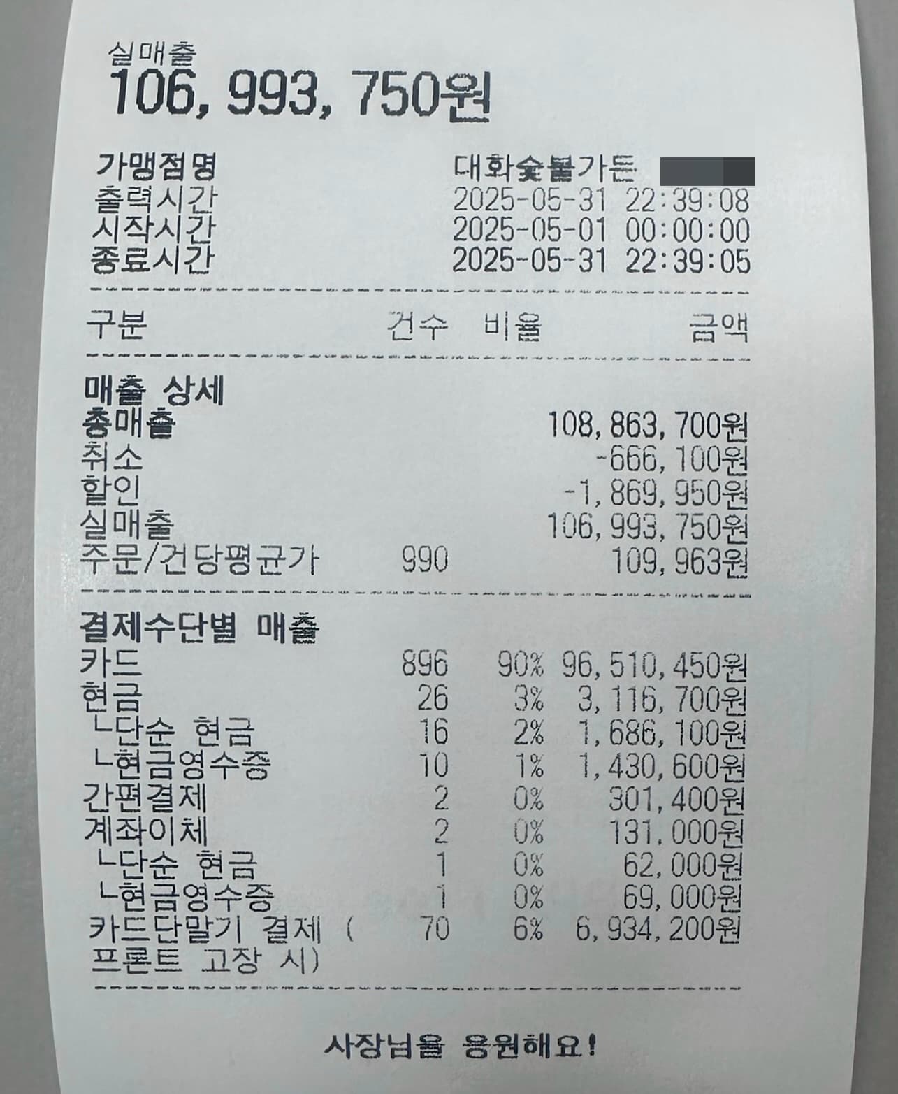 매출 영수증 4